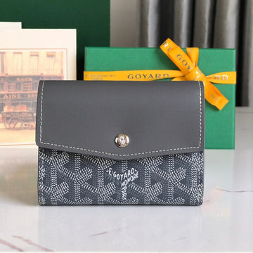 Saint-Gabriel Wallet 12 In Gray Calfskin And Goyardine Canvas