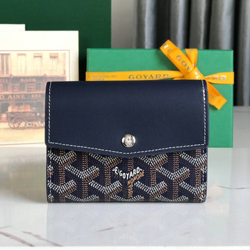 Saint-Gabriel Wallet 12 In Navy Blue Calfskin And Goyardine Canvas