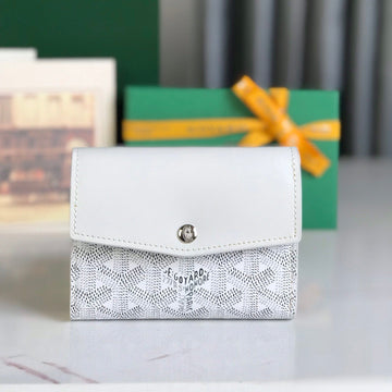 Saint-Gabriel Wallet 12 In White Calfskin And Goyardine Canvas