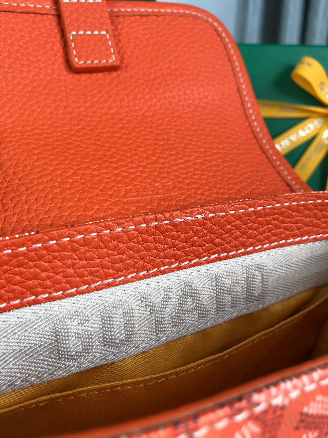 Grand Bleu 16 In Orange Goyardine Canvas And Lambskin