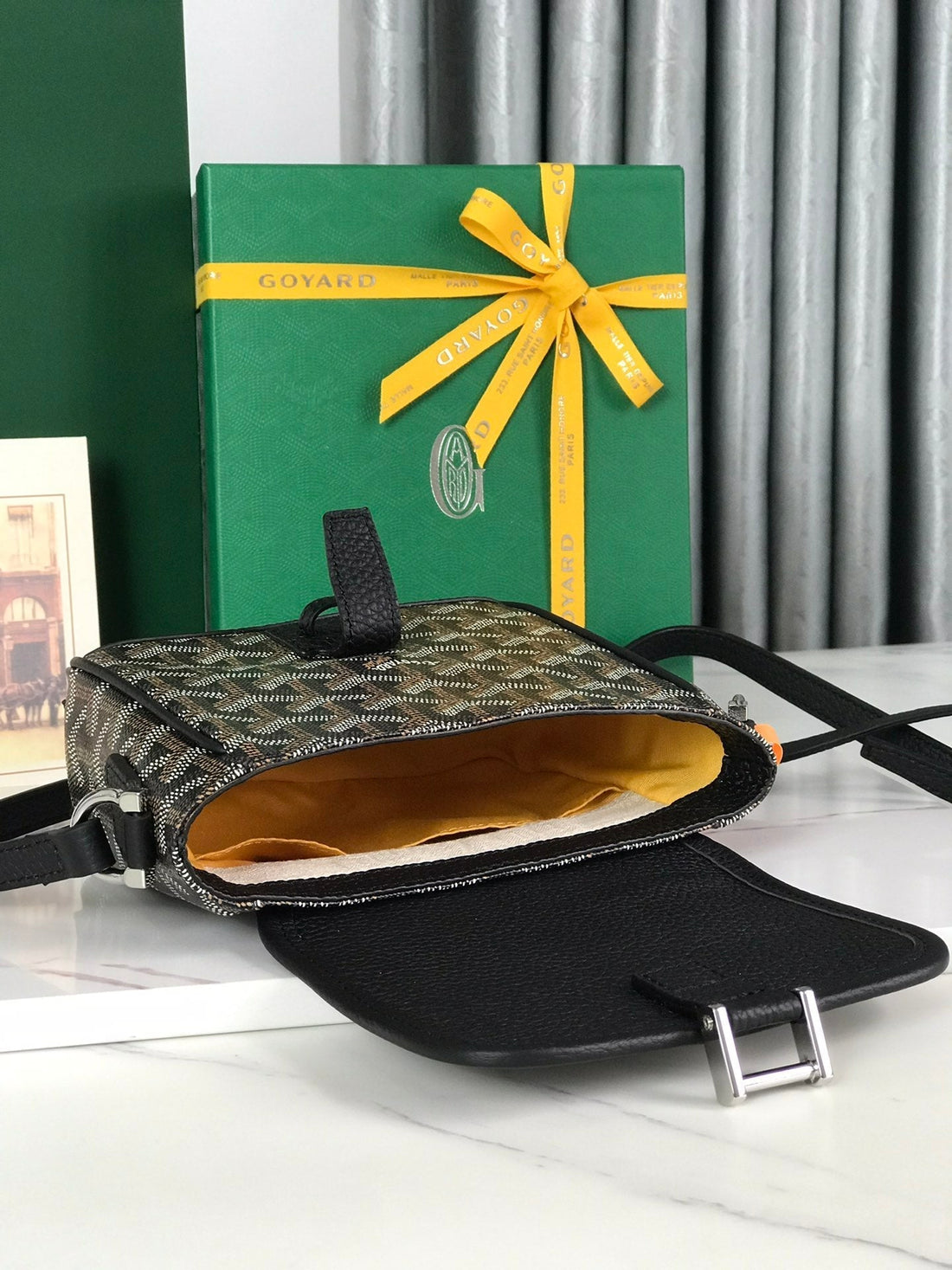 Grand Bleu 16 In Black Goyardine Canvas And Lambskin