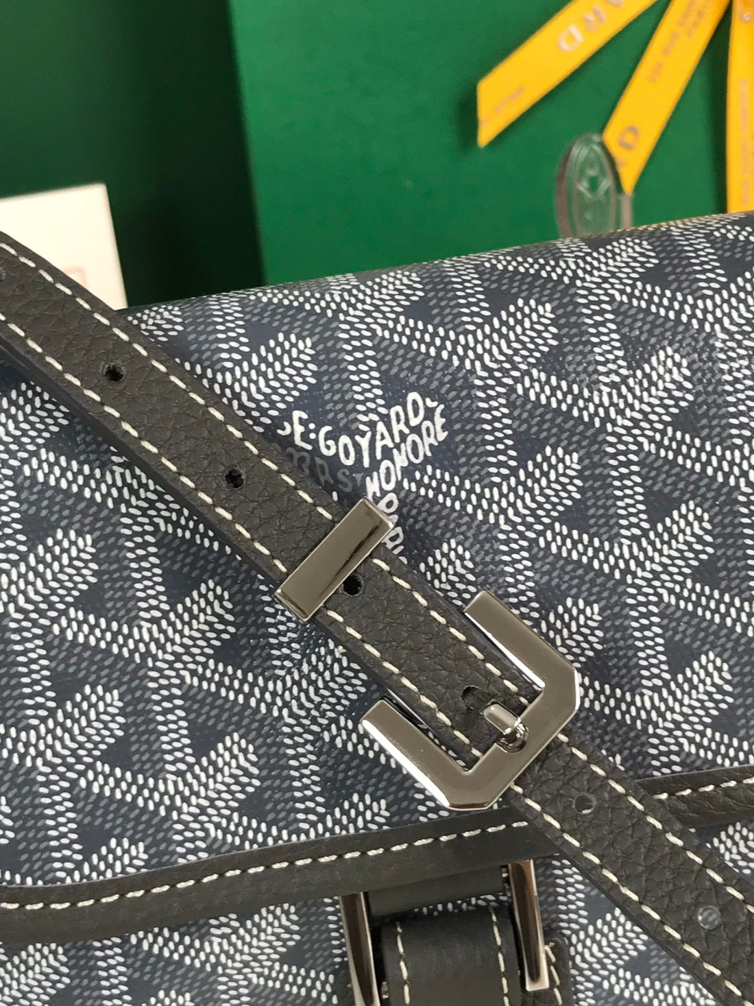 Grand Bleu 16 In Gray Goyardine Canvas And Lambskin