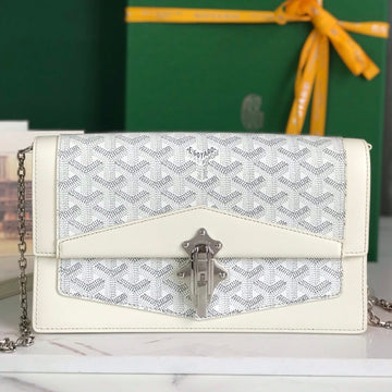 Duchesse Marie-Caroline Bag 25 In White Goyardine Canvas And Smooth Calfskin
