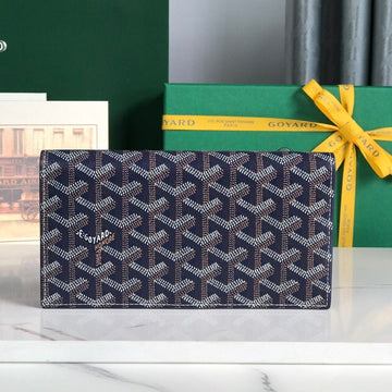 Richelieu Wallet 19 In Navy Blue Goyardine Canvas