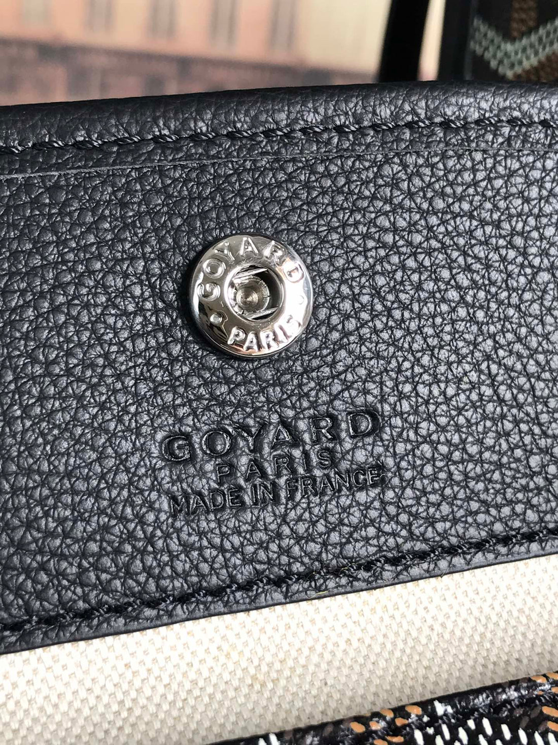 Anjou Mini Bag 20 In Black Calfskin And Goyardine Canvas