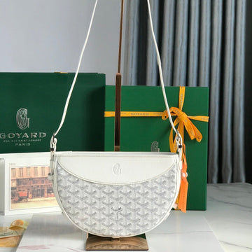 Hirondelle Bag 25 In White Lambskin And Goyardine Canvas