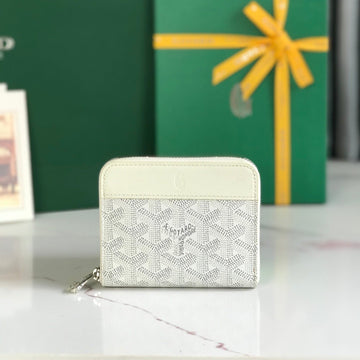 Matignon Mini Wallet 11 In White Goyardine Canvas And Calfskin