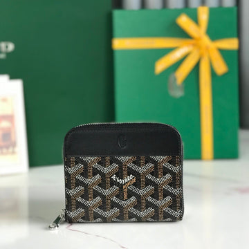 Matignon Mini Wallet 11 In Black Goyardine Canvas And Calfskin