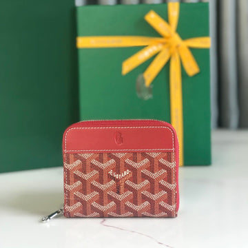 Matignon Mini Wallet 11 In Classic Red Goyardine Canvas And Calfskin
