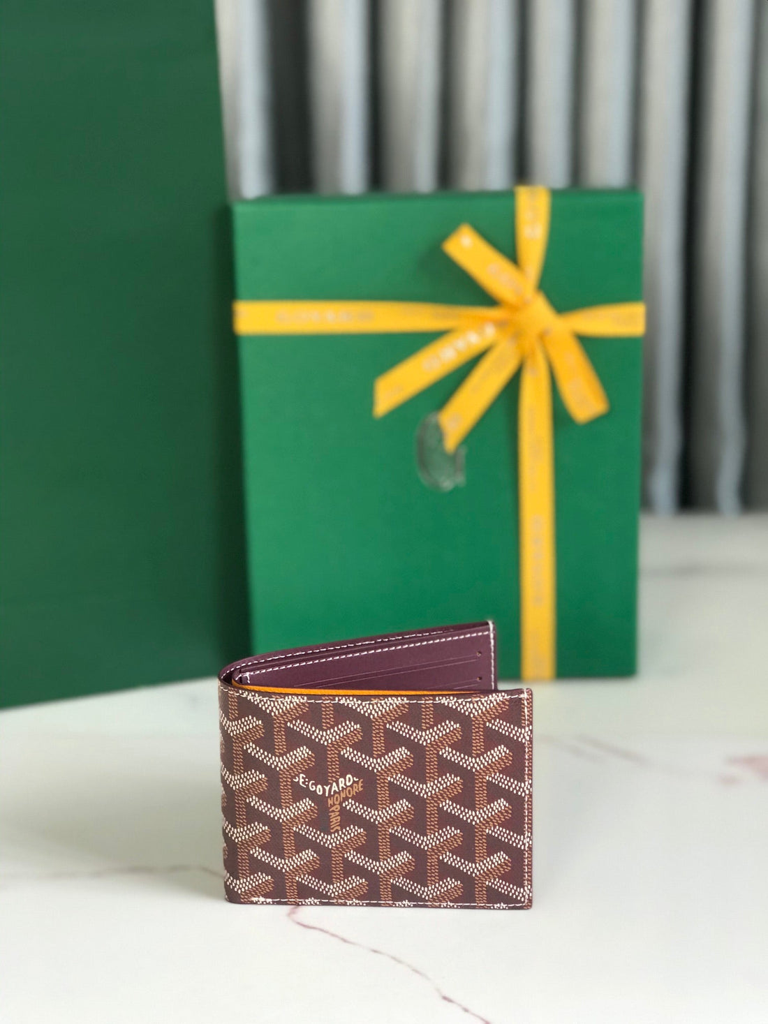 Goyard Victoire Wallet 11CM Burgundy Canvas & Cafskin
