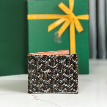 Goyard Victoire Wallet 11CM Black Tan Canvas & Cafskin