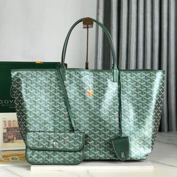 Saint Louis Gm Bag 40CM In Green Canvas Chevroches Calfskin