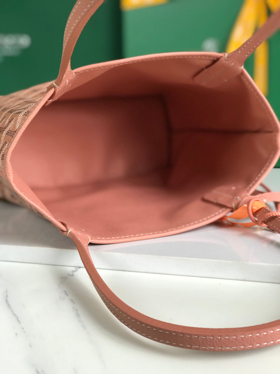 Anjou Mini Bag 20 In Manhattan Pink Calfskin And Goyardine Canvas