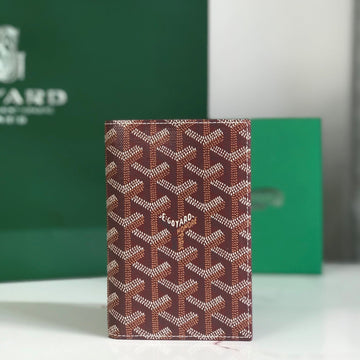 Goyard Grenelle Passport Cover 10CM Burgundy Canvas & Cafskin