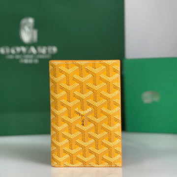Goyard Grenelle Passport Cover 10CM Yellow Canvas & Cafskin