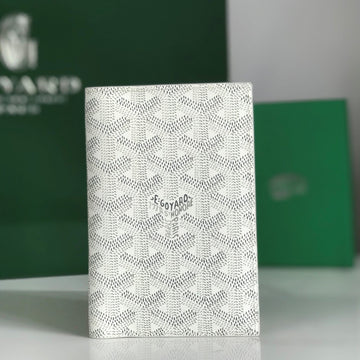 Goyard Grenelle Passport Cover 10CM White Canvas & Cafskin
