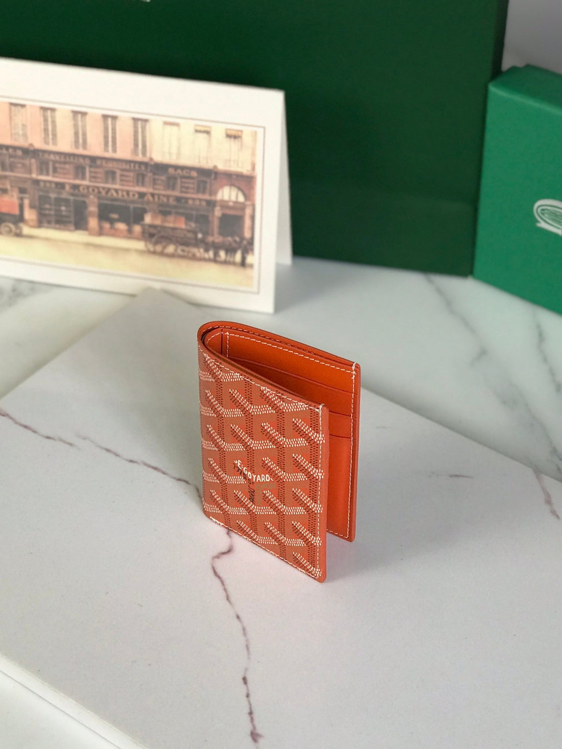 Goyard Saint-Pierre Card Wallet 11CM Orange Canvas