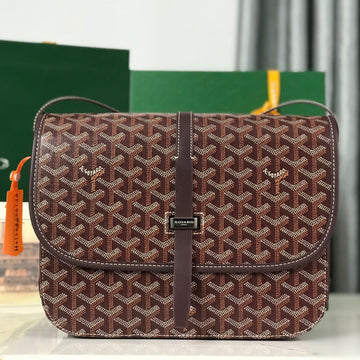Belvedere Mm Bag 28 In Brown Goyardine Canvas And Calfskin