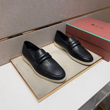 Lp Perforated Loafers Black Calfskin
