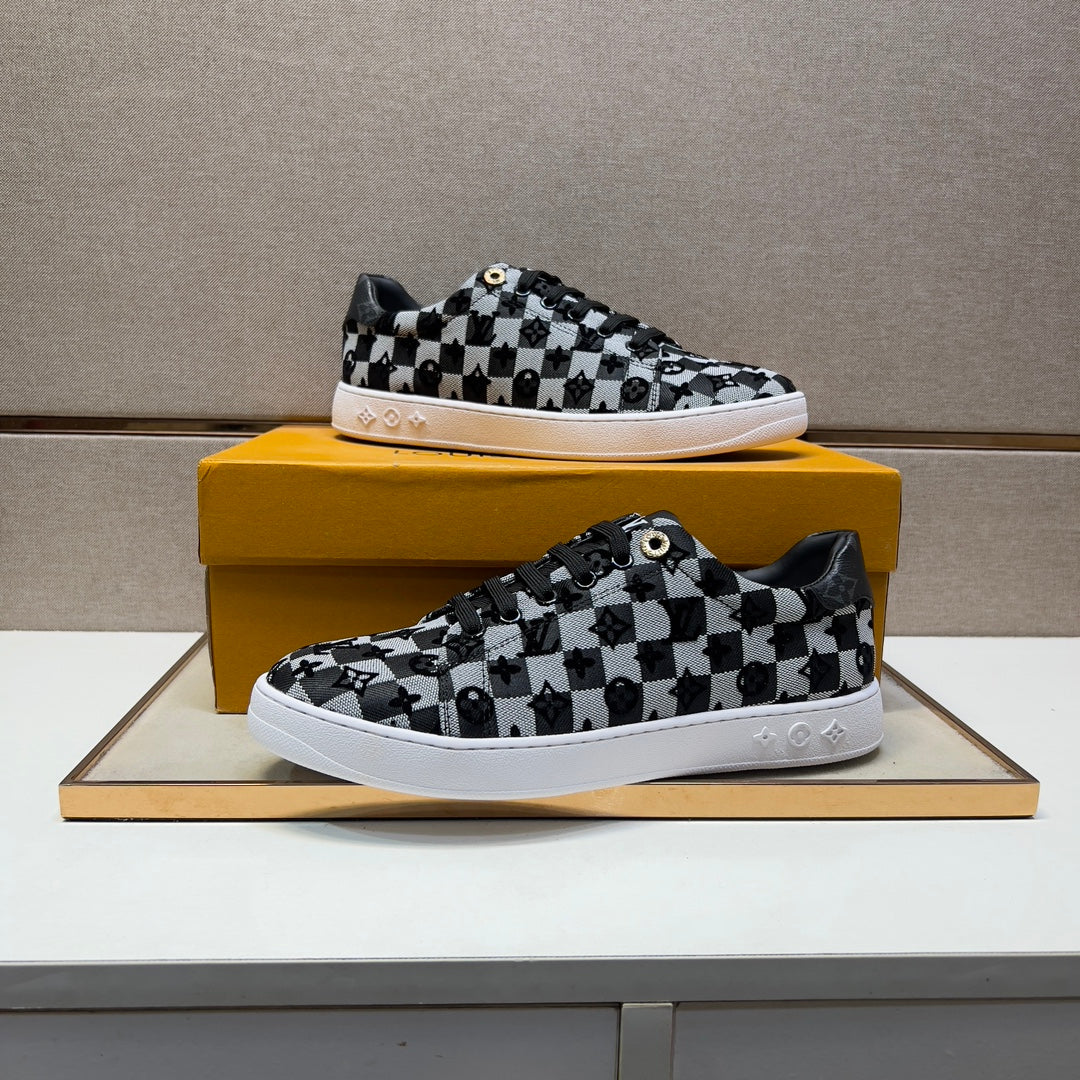 LV Trainer Black Mix Grey Damier Breathable Fabric