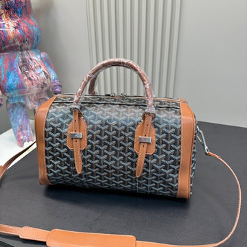 Sac Hardy Pm Bag 35 In Black Goyardine Canvas And Tan Calfskin