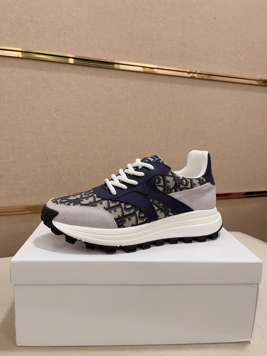CD Cross Sneaker Navy And Beige Suede