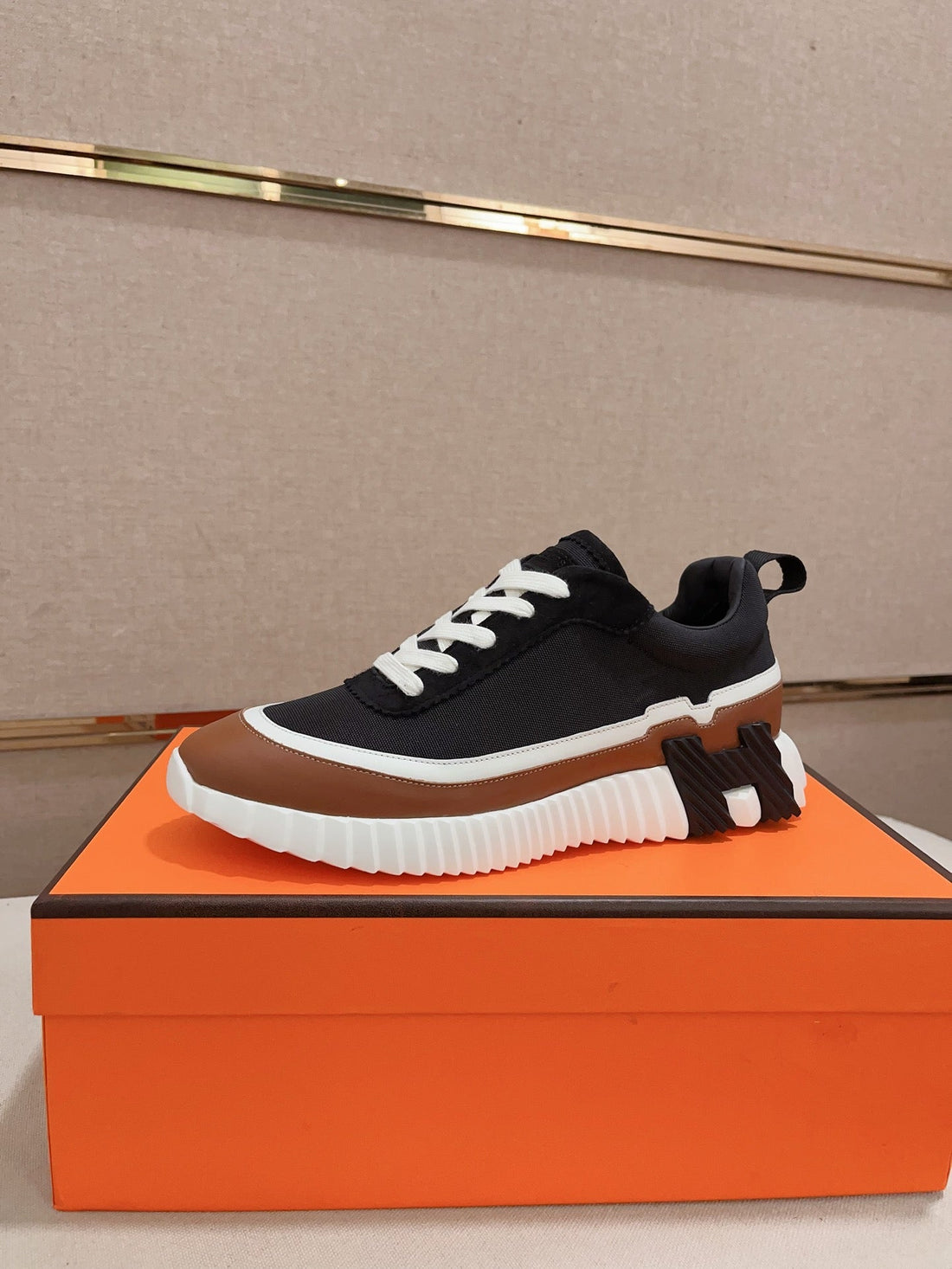 Hm Bouncing Sneaker Black And Brown Calfskin