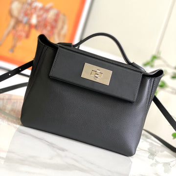 HM 24/24 Mini Bag 21CM Black Evercolor Leather Silver Hardware