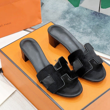 0RAN 45 Sandal Black Velvet Goatskin