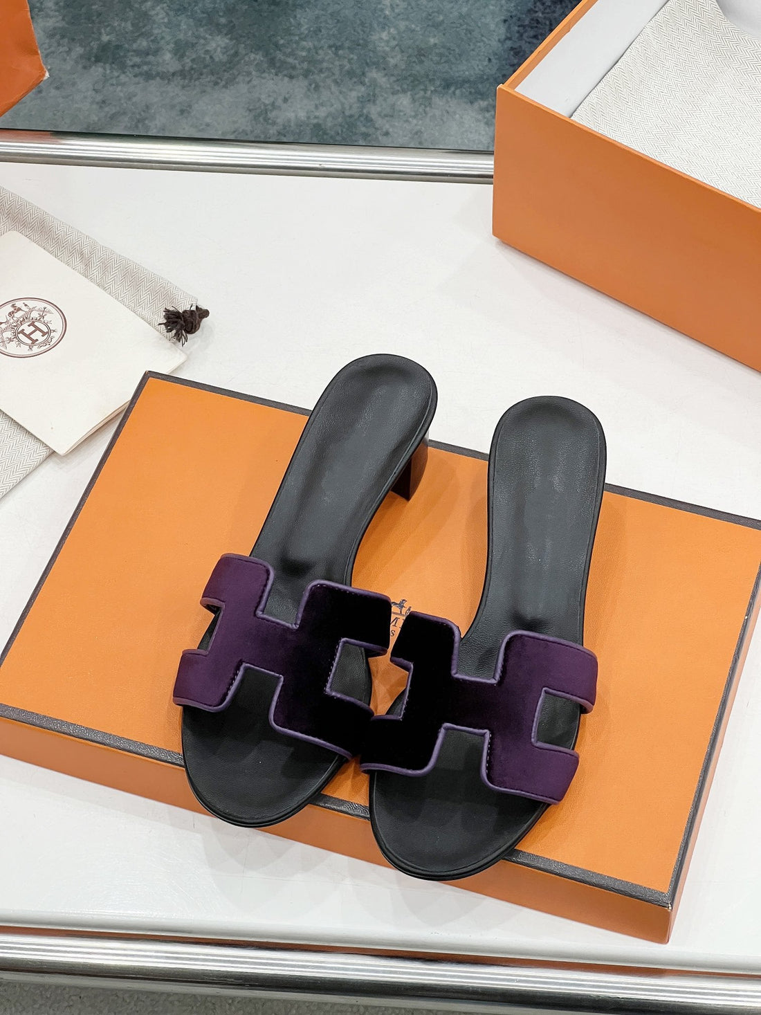 0RAN 45 Sandal Purple Velvet Goatskin