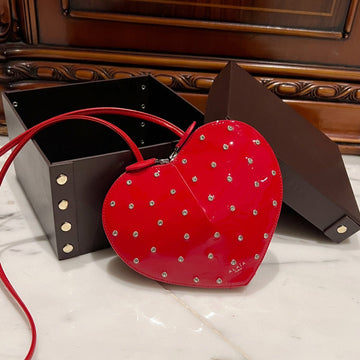 Le Coeur Bag 21 In Candy Red Patent Calfskin Attached Strass