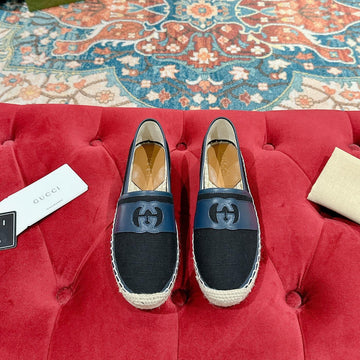 GG Espadrilles Slip -- On Black Canvas