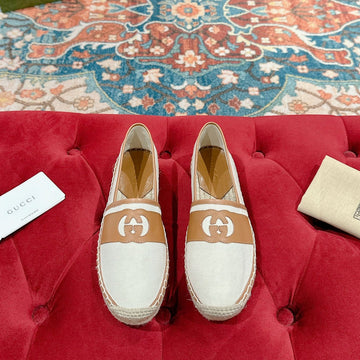 GG Espadrilles Slip -- On White Canvas