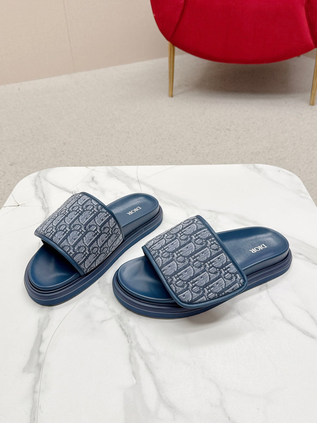 CD Aqua Sandals Blue Oblique Printed Fabric 476665