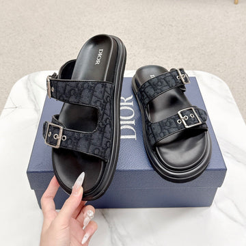 CD Aqua Sandals With Straps Blue Black Oblique Jacquard Frabic 476660