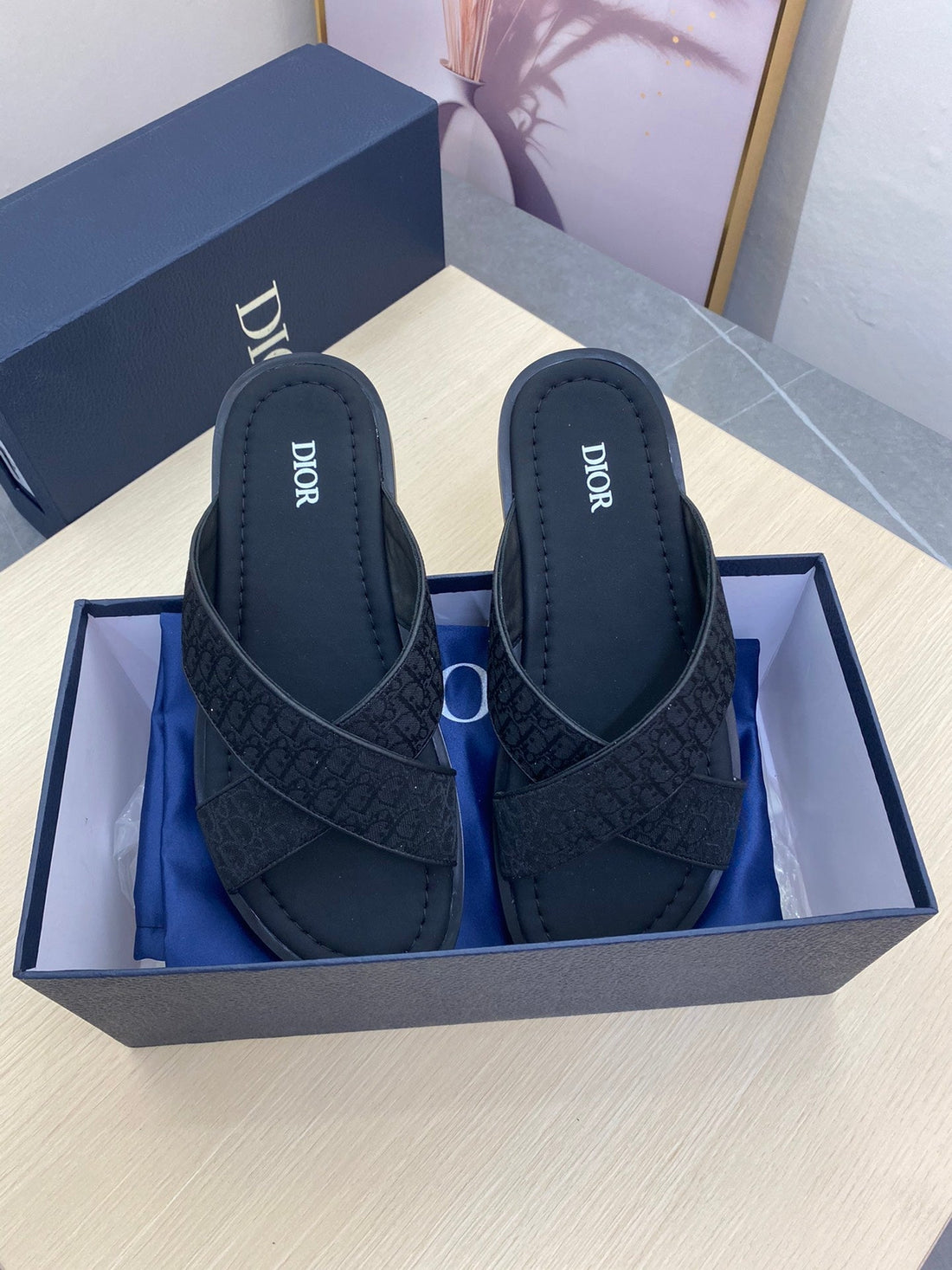 CD Alias Sandal Black Monogram Jacquard