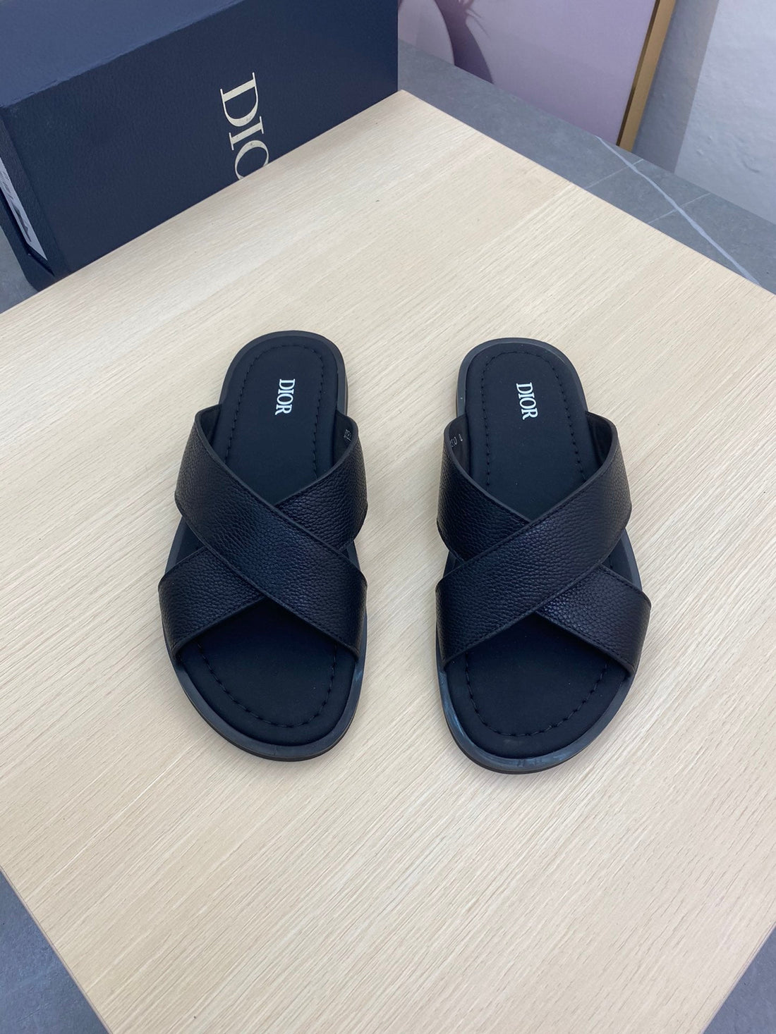 CD Alias Sandal Black Grained Calfskin
