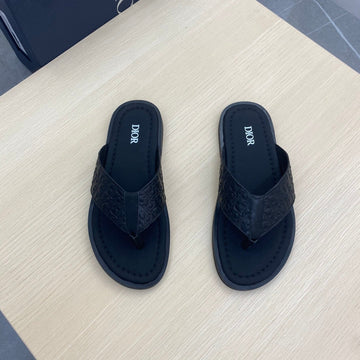CD Alidas Flip-Flops Black Monogram Calfskin