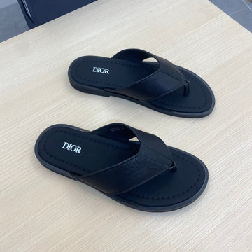 CD Alidas Flip-Flops Black Grained Calfskin