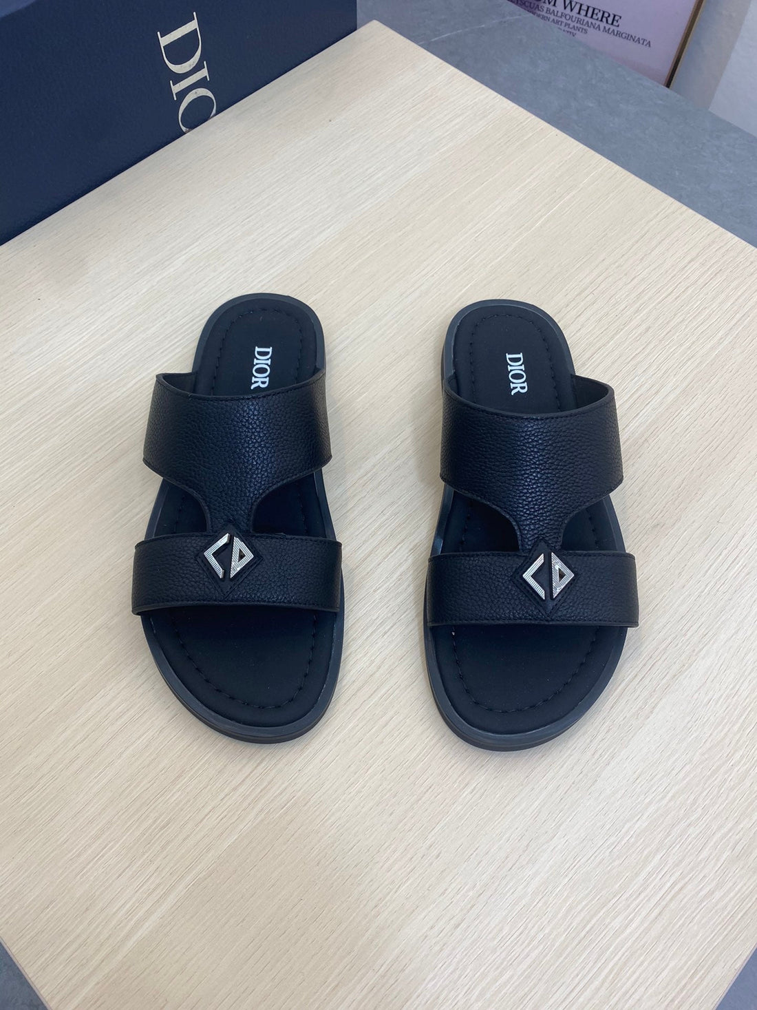 CD Alidas Cross Sandal Black Grained Calfskin