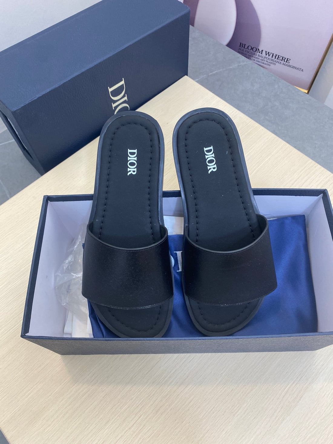 CD Slide Alidas Slipper Black Calfskin