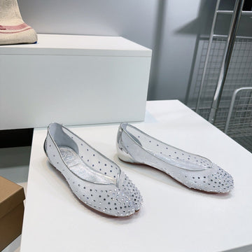 Cl X Maison Margiela Ballerina Flats White Mesh Sliver Leather