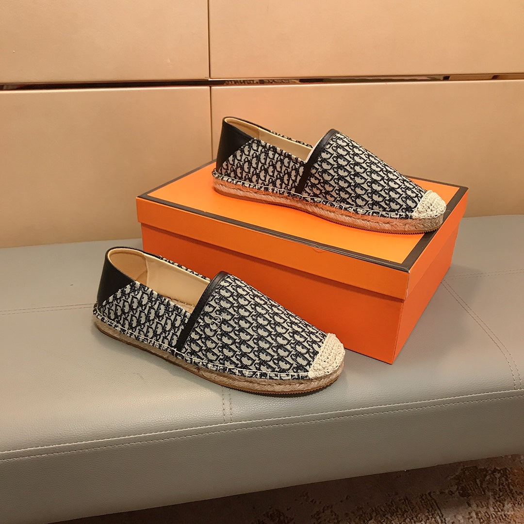 CD Paradise Espadrille Loafer Black And Beige Jacquard