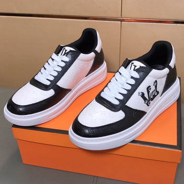 LV Trainer Shoes In Black Mix White Calfskin