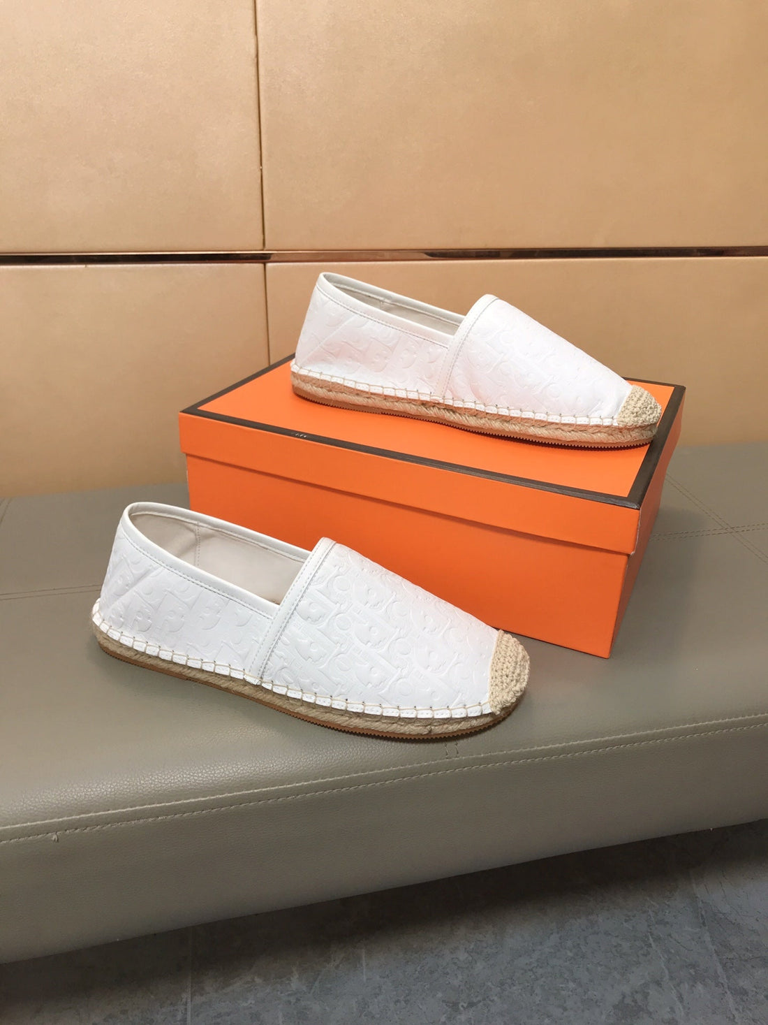 CD Paradise Espadrille Loafer White Embossed Calfskin