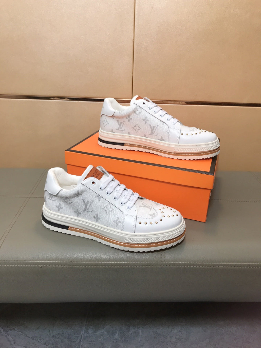 LV Trainer In White Monogram Calfskin