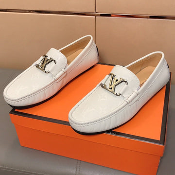 LV Loafers In White Calfskin With Embossing