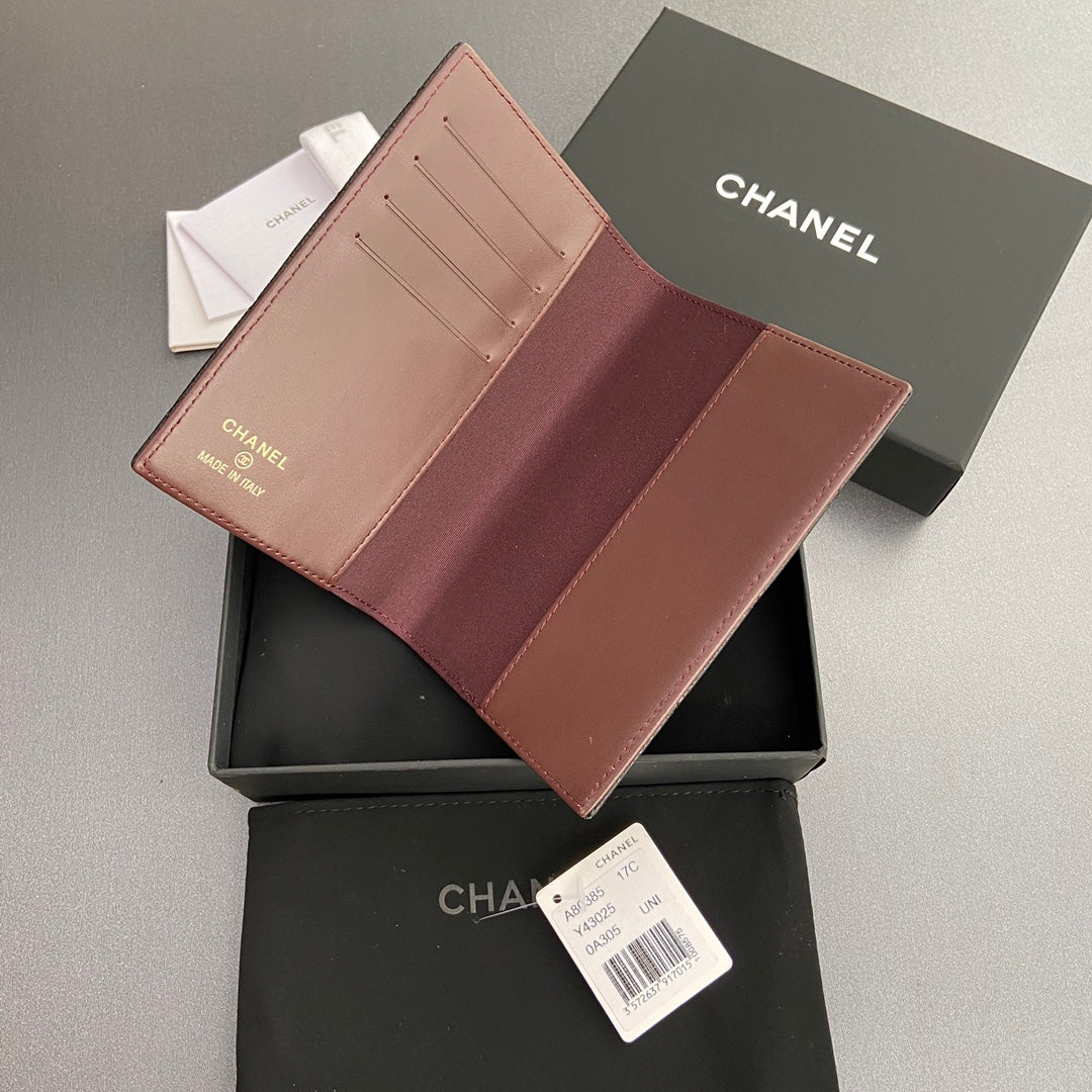 CC Passport 10CM Black Cavair Gold Hardware