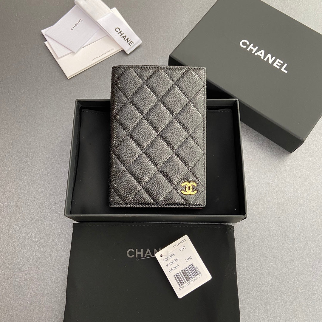CC Passport Holder Black Caviar Ghw 234689