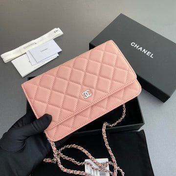 CC Woc 20CM Pink Grained Calfskin Silver Hardware